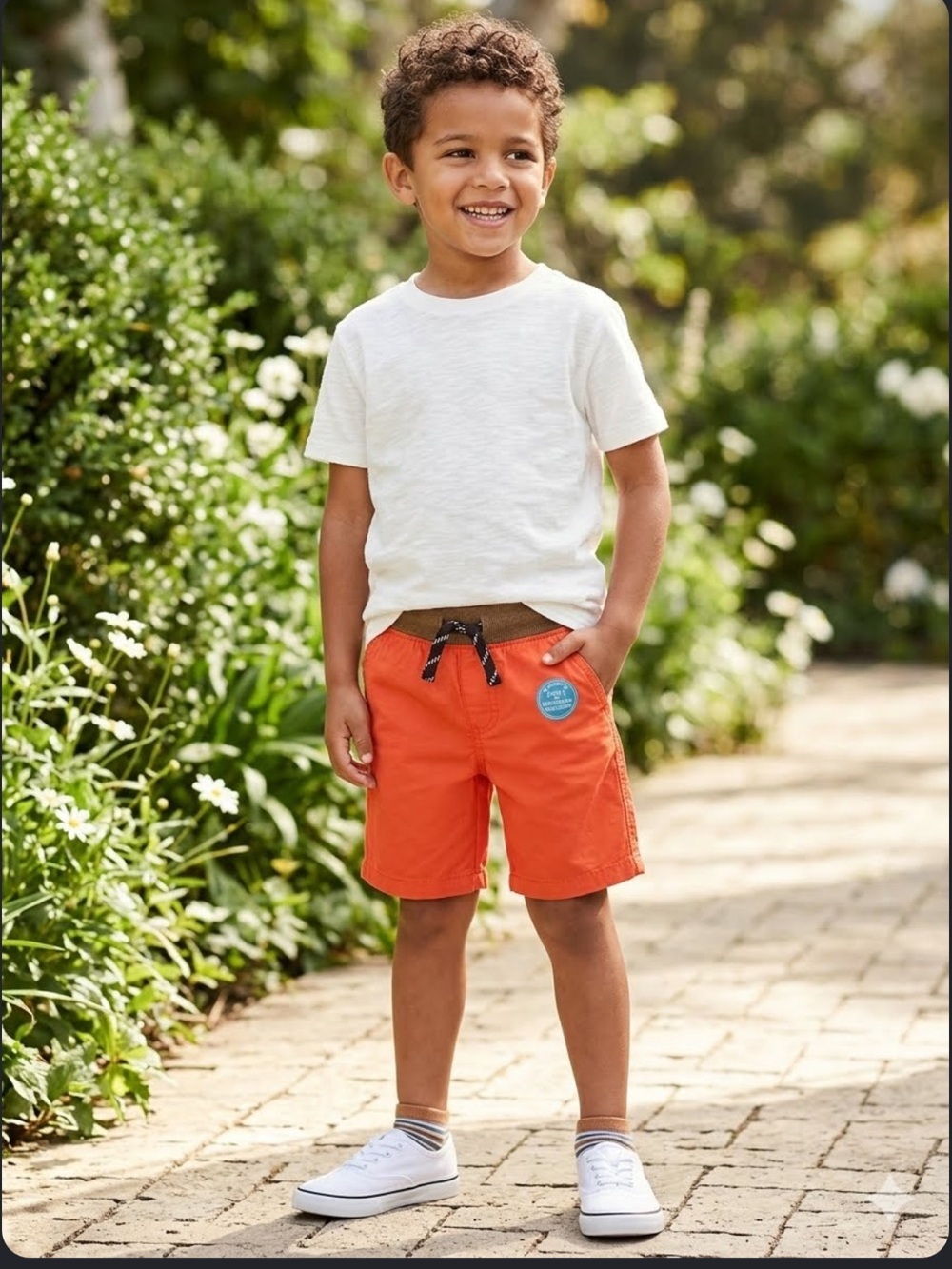 Carters boys Orange pull on shorts with Elastic waistband 5T